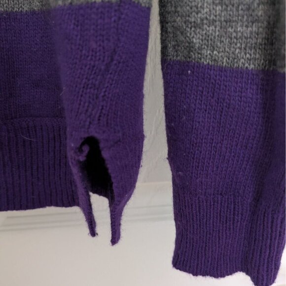 Lauren Ralph Lauren Stripe Sweater Womens Size Medium Purple Gray Wool Cashmere - Picture 3 of 9